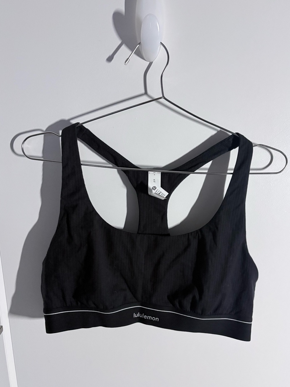 Lululemon Stretch Cotton Ribbed Logo Racerback Bralette (Black) Size XL NWOT